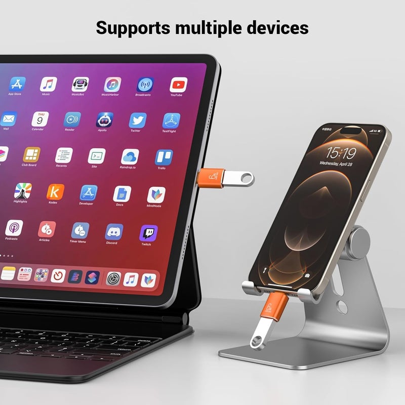 Pastall 10 حزمة محول USB C إلى USB3.1 بسرعة 10Gbps/120W، محول ذكر نوع C برتقالي إلى أنثى USB للهواتف الذكية، الكمبيوتر الشخصي، اللابتوب، التابلت، لوحة المفاتيح وغيرها. - Image 3